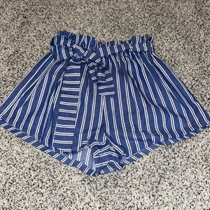 Blue paper bag shorts